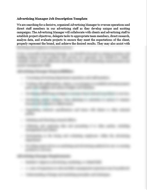Advertising Manager Job Description HRFLEEK