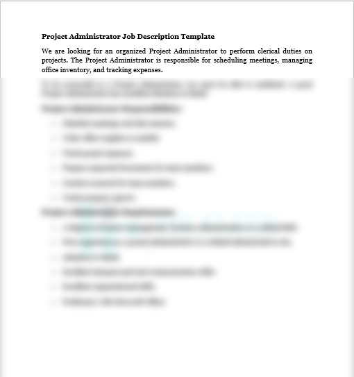 Project Administrator Job Description