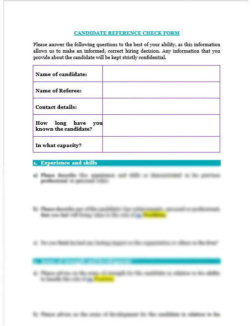 Reference Check Form