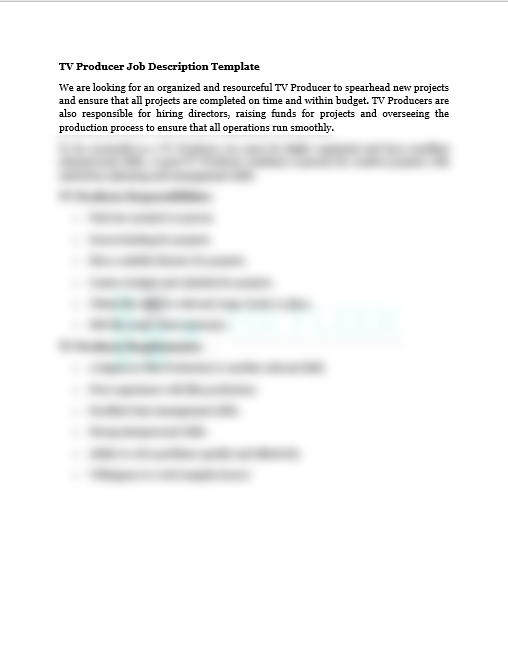 TV Producer Job Description HRFLEEK